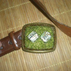 SUNSET CANYON Brand  Leather  Belt  Buckle  Stones  Size 26
